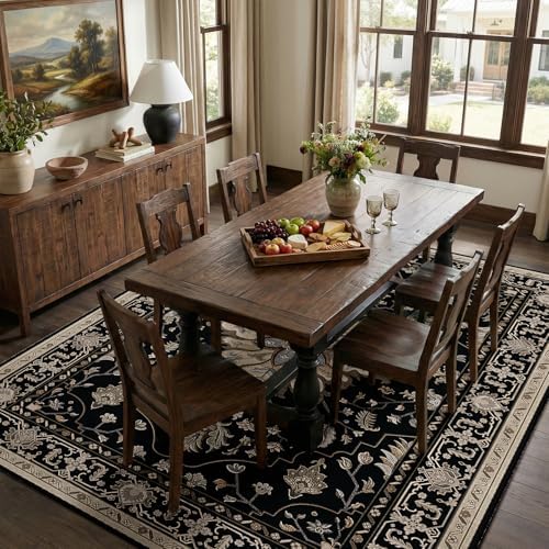 RELEANY Washable Area Rug, 8'x10', Black/Neutral