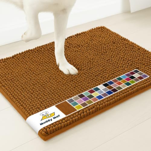 Muddy Mat® | Super Water Absorbent Door Mat Indoor, Microfiber Quick Dry Chenille Entryway Rug, Slip Resistant Front Door Mat, Indoor Mats for Entryway, Machine Washable Pet Rug, Amber 48" x 72"