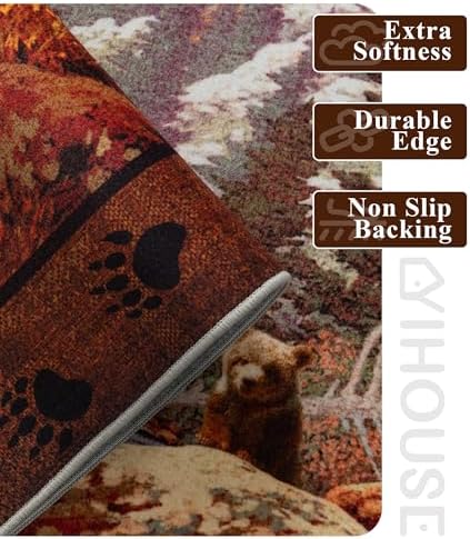 YIHOUSE Washable Mountain Bear Area Rugs 5x7