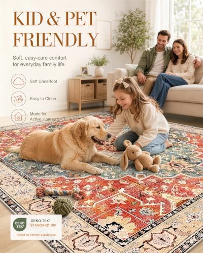 OLANLY 10x12 Washable Area Rug, Soft Non Slip Carpet for Living Room