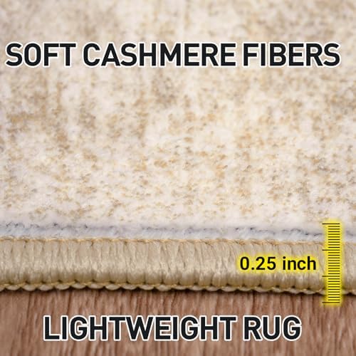 4x6 Area Rugs for Living Room: Washable Abstract Beige Bedroom Carpet