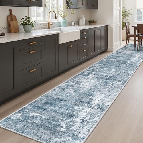 Soalmost Abstract Runner Rug 2x12 Hallway Kitchen Runners Blue/Grey