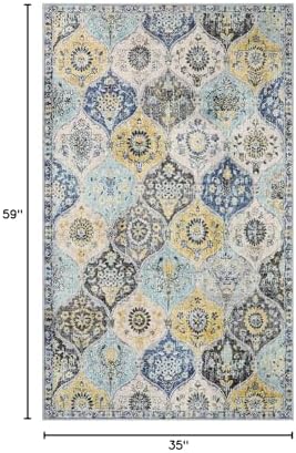 Lahome Moroccan Washable Small Area Rug, 3x5 Area Rug for Bedroom Living Room