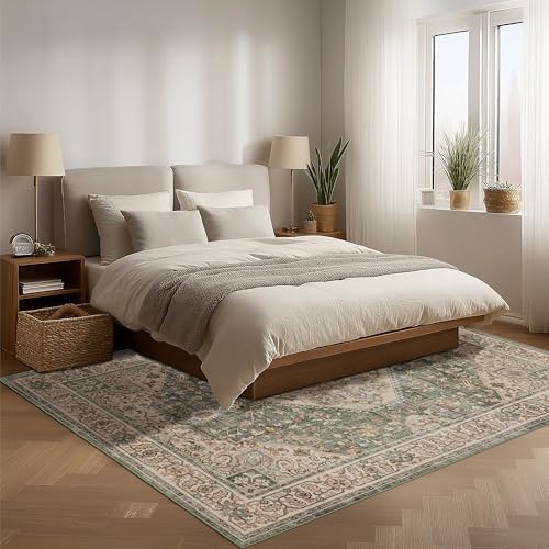 Ruaruarug Washable Area Rug 4×6 for Living Room, Ultra Soft, Celadon