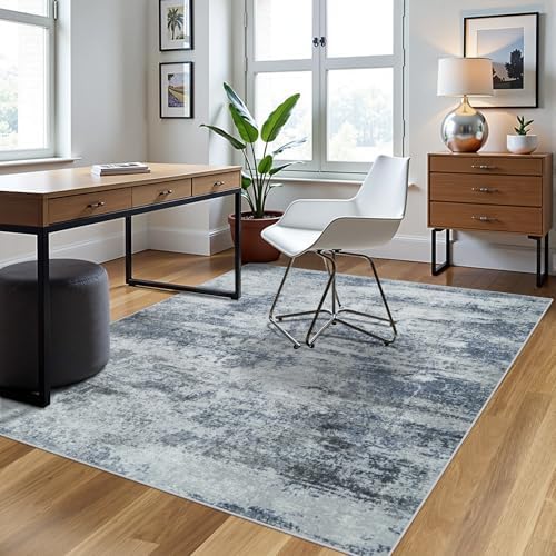 4x6 Area Rugs for Living Room Washable Bedroom Dining Room Blue Grey