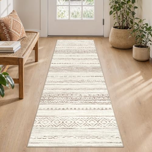 Nakagishi Boho 2x6 Runner Rug Machine Washable Rugs Non Slip Brown