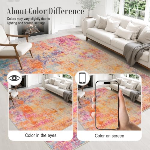 Area Rug Living Room: 3x5 Modern Washable Soft Carpet Galaxy Haze