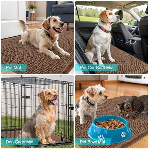 OLANLY Dog Door Mat for Muddy Paws 59x20, Super Absorbent Chenille Mud Mat