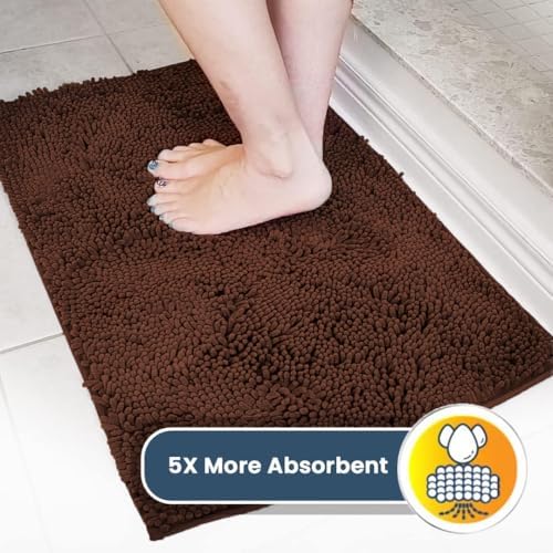 Muddy Mat® | Super Water Absorbent Door Mat Indoor, Microfiber Quick Dry Chenille Entryway Rug, Slip Resistant Front Door Mat, Indoor Mats for Entryway, Machine Washable Pet Rug, Brown 16"x24"