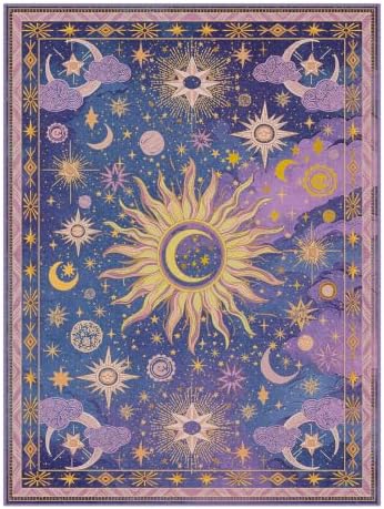 Vacuum-Friendly, 6x9 Washable Area Rug, Pink Purple Blue Gold