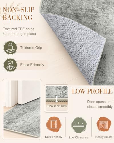 OLANLY 9x12 Washable Area Rug, Soft Non Slip Carpet for Bedroom Living Room