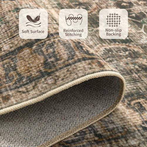 Rugxara Brown Area Rugs 5x7 Washable Rug for Living Room Bedroom