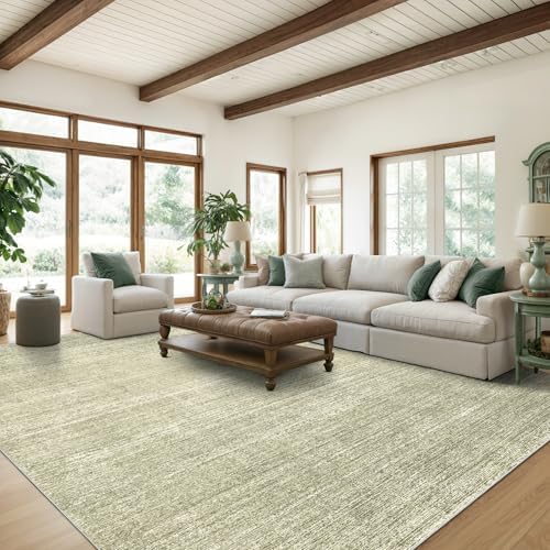 Valenrug 9x12 Area Rug Non Slip, Large Washable Rugs for Living Room Green