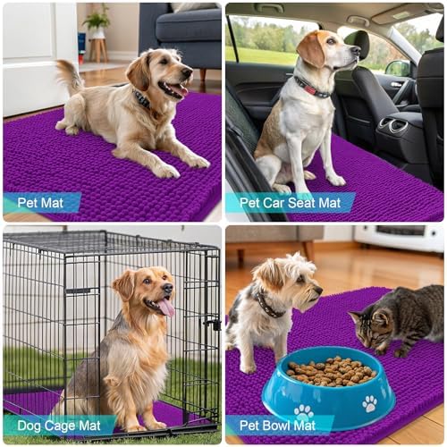 OLANLY Dog Door Mat for Muddy Paws 34x21, Super Absorbent Chenille Mud Mat
