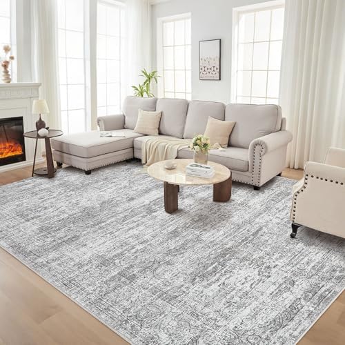 DMOYEST Area Rug Living Room Rugs - 6x9 Abstract Large Soft Indoor Washable Rug Neutral Modern Low Pile Carpet for Bedroom Dining Room Farmhouse Home Office - Vintage Grey