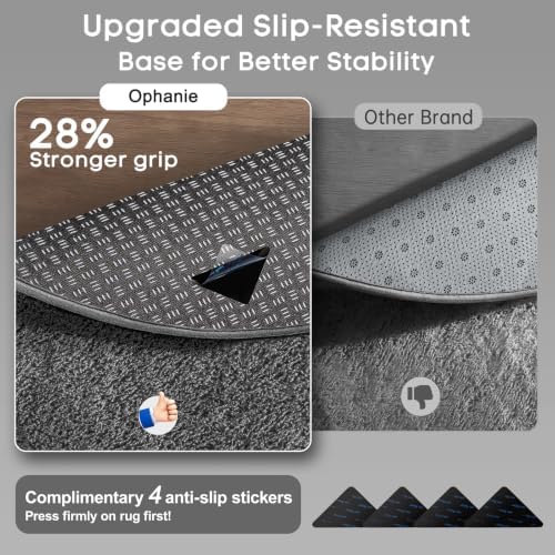 Ophanie 3x5 Oval Rug, Bedside Preppy Dorm Area Rug, College Essentials Non Slip Grey Small Carpets for Bedroom, Anti Slip Fluffy Gray Living Room Rugs Decor, Nursery with Over 99 pcs Pile fibers