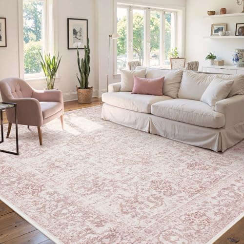 Rugxara 6x9 Pink Washable Area Rug for Living Room&Bedroom