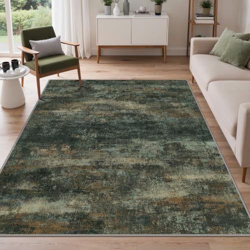 BEIMO 8x10 Area Rug for Bedroom, Smoky Green Washable Abstract Non Slip Rug