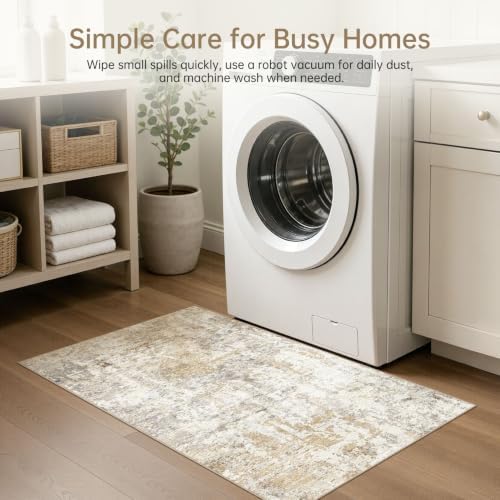LOONGRUG Runner Rug 2x4 Washable Non-Slip Neutral Modern Abstract Rug