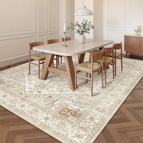 befbee 8x10 Washable Area Rug for Living Room,Vintage Soft Carpet Gold
