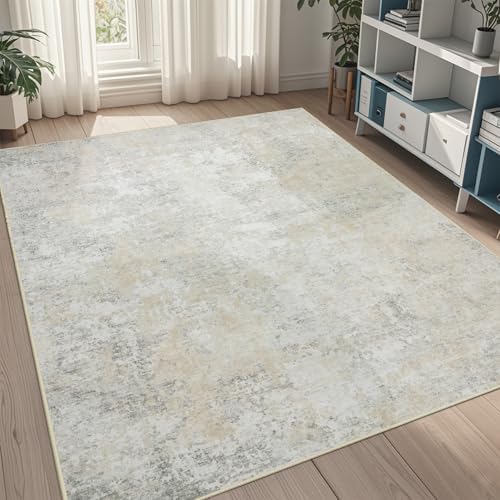 5x8 Area Rugs for Living Room Washable Bedroom Dining Room Beige Grey