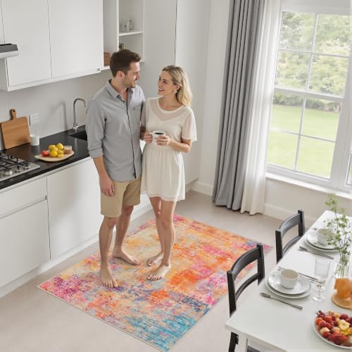 Area Rug Living Room: 3x5 Modern Washable Soft Carpet Galaxy Haze