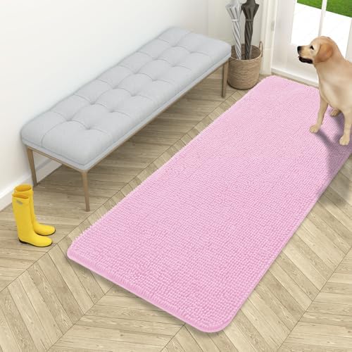 OLANLY Dog Door Mat for Muddy Paws 54x24, Super Absorbent Chenille Mud Mat