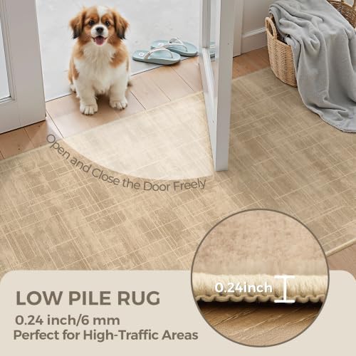 2x6 Runner Rug Non Slip,Washable Hallway Runner Rug,Brown