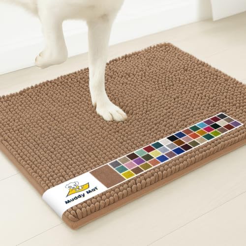 Muddy Mat® | Super Water Absorbent Door Mat Indoor, Microfiber Quick Dry Chenille Entryway Rug, Slip Resistant Front Door Mat, Indoor Mats for Entryway, Machine Washable Pet Rug, Mocha 2ft x 4ft