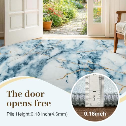 8x10 Washable Non-Slip Area Rug for Living Room (Gold Blue)
