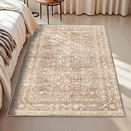 OPPODREAM Vintage Beige Area Rugs 3x5, Washable Rug for Living Room
