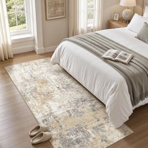LOONGRUG Runner Rug 3x8 Washable Non-Slip Kitchen Neutral Modern Rug