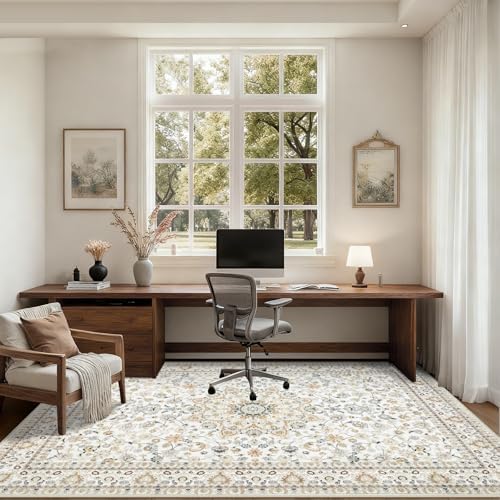 4x6 Area Rugs Living Room: Washable Vintage Rug for Bedroom Beige