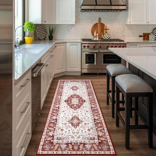 Amearea Vintage Design Runner Rugs for Living Room, 2x6 Red Runner Rug
