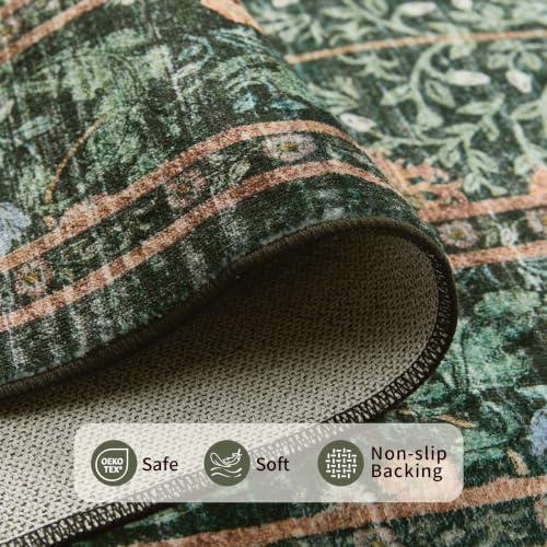 Rugxara Green Floral 3x5 Rug for Entryway Bedroom Washable Area Rugs Carpet
