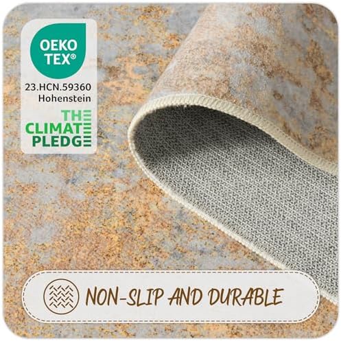 Beige Gold Washable Rug 5x7 Area Rugs for Living Room Bedroom Carpet
