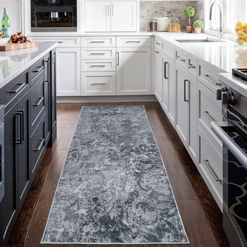 Aelenmu Runner Rugs for Hallways Kitchen 2.6x8 Non Slip Washable Black