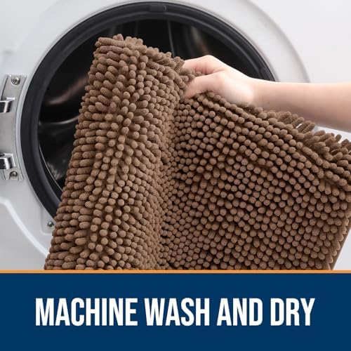 OLANLY Dog Door Mat for Muddy Paws 59x20, Super Absorbent Chenille Mud Mat