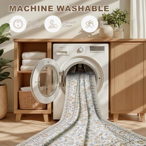 4x6 Area Rugs Living Room: Washable Vintage Rug for Bedroom Beige