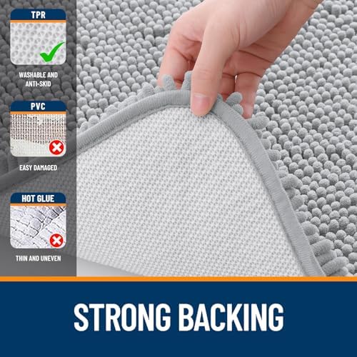 OLANLY Small Bathroom Rugs 30x18, Extra Soft Absorbent Chenille Bath Rugs