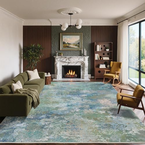 BEIMO 7'6"x9'6" Area Rugs for Bedroom, Blue Green Washable Abstract Rug