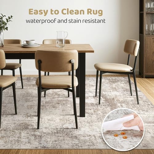LOONGRUG Area Rug 5x7 Washable Neutral Modern Living Room Rugs Brown Beige