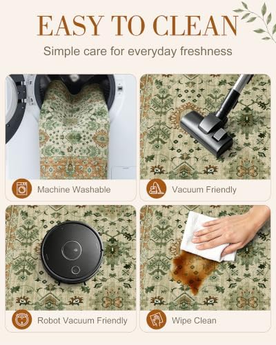 OLANLY 8x10 Washable Area Rug, Soft Non Slip Carpet for Bedroom Living Room