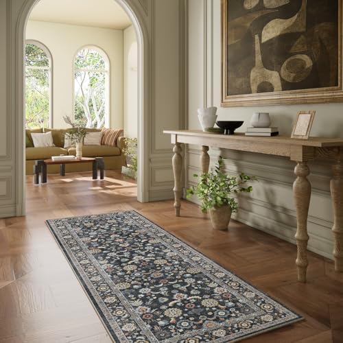 Washable Runners for Hallways Kitchen Rug: 2'6"x8' Runner Rugs Stain Resistant Non Slip Low Pile Boho Carpet Runners for Hallways Bedroom Entryway Indoor Beside Bathroom Laundry Room