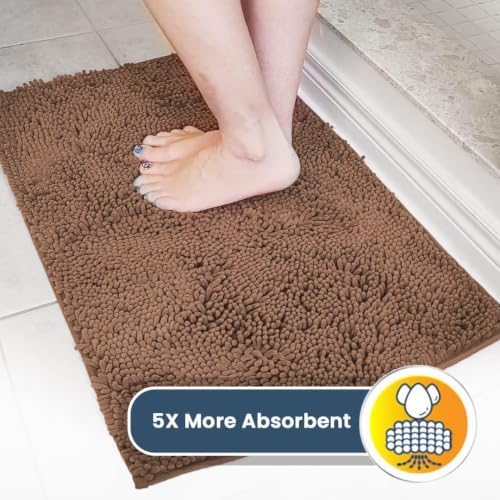 Muddy Mat® | Super Water Absorbent Door Mat Indoor, Microfiber Quick Dry Chenille Entryway Rug, Slip Resistant Front Door Mat, Indoor Mats for Entryway, Machine Washable Pet Rug, Mocha 2ft x 4ft