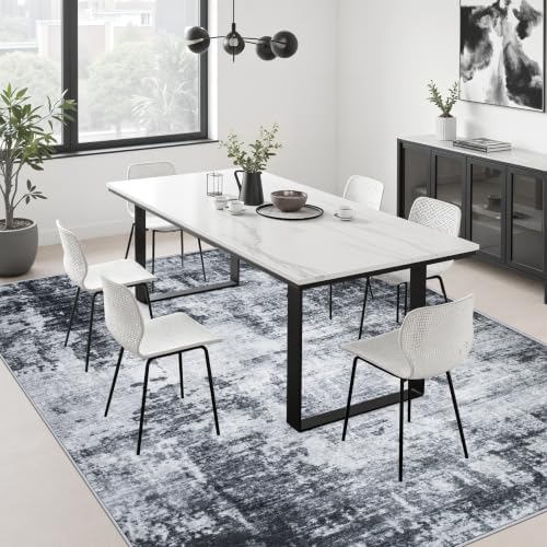 5x8 Area Rug Living Room: Modern Washable Soft Carpet Dark Black