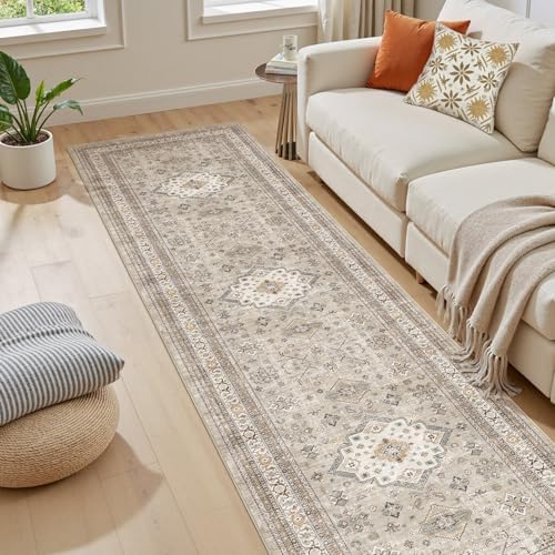 cotiled 2x6 Hallway Runner Rug for Entryway, Non-Slip Vintage, Beige
