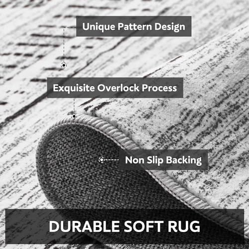 8x10 Area Rugs for Living Room Machine Washable Rug Distressed Indoor Carpet Neutral Moroccan Boho Rug Ultra Soft Area Rug for Bedroom Dining Room Playroom Office, Black