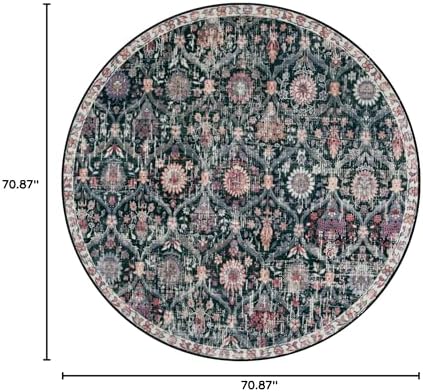 Lahome Moroccan Washable Round Area Rug, Soft Round Rugs 6ft Ultra-Thin