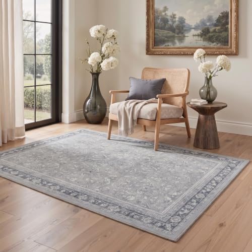 Bavni 2X5 Washable Hallway Runner Rug, Boho VintageDamask Non Slip
